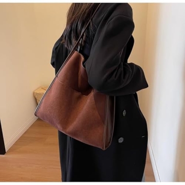 Chic Faux Suede Hobo Bag - Stylish Vegan Leather Tote Handbag