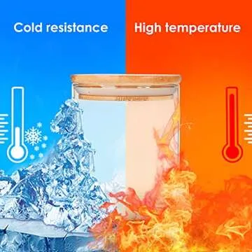 Glass Food Storage Containers Jars with Airtight Bamboo Lid 12 oz 9 pcs, 340 ml Pantry Organization Jar, Glass Terrarium with Lid, Spice, Flour and Sugar Container, Canister Set for Kitchen Counter