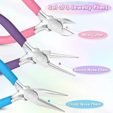Jewelry Pliers Set - Needle Nose, Round Nose and Wire Cutters for Jewelry Making, Repair and Crafts