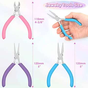 Jewelry Pliers Set - Needle Nose, Round Nose and Wire Cutters for Jewelry Making, Repair and Crafts