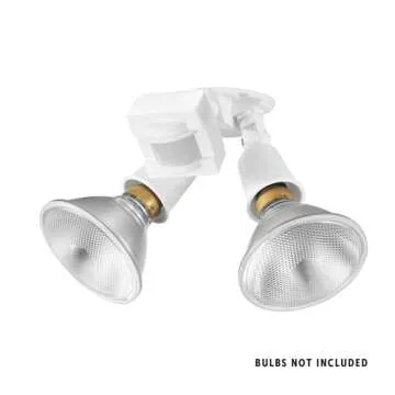 Globe Electric 17000269 110-Degree 240 W Twin Head White Hardwired Motion Sensor Security Flood Ligh...