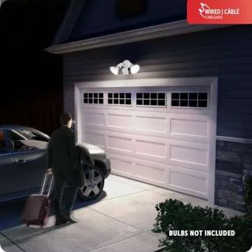 Globe Electric 17000269 110-Degree 240 W Twin Head White Hardwired Motion Sensor Security Flood Light, Spotlight, Outdoor, Outside House Lights