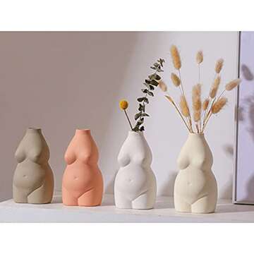 Body Vase Female Form, 6.3" Tall Female Body Ceramic Vase for Decor, Modern Boho Art Vase Flower Arrangement Creative Vase for Home Office Decoration (Gray)