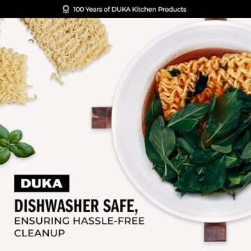 DUKA Large White Serving Bowl with Acacia Wood Base