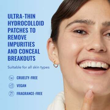 Good Molecules Pimple Patches (60 Patches) - Ultra-Thin Hydrocolloid Patches To Conceal Whiteheads, Blackheads And Blemishes, Target Ance and Impurities - Skin Care For Face With Cellulose And Pectin