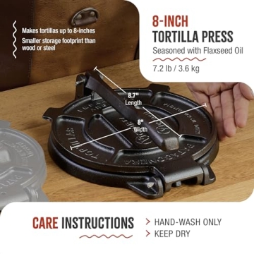 Victoria 8-Inch Cast Iron Tortilla Press Non-GMO Kosher Certified