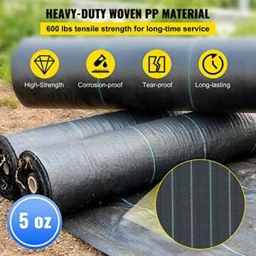 Happybuy Driveway Fabric, 13x108ft Commercial Grade Landscape Fabric, Garden Weed Barrier Fabric Heavy Duty, Geotextile Fabric Underlayment Gravel, Ground Cover Drainage Fabric, Weed Control Blocker