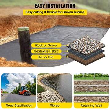 Happybuy Driveway Fabric, 13x108ft Commercial Grade Landscape Fabric, Garden Weed Barrier Fabric Heavy Duty, Geotextile Fabric Underlayment Gravel, Ground Cover Drainage Fabric, Weed Control Blocker
