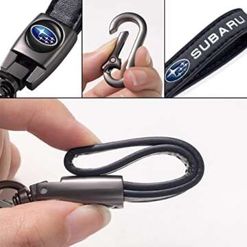 Uijtylj Genuine Leather Key Chain Fit for Subaru Ascent BRZ Crosstrek Forester Impreza Legacy Outback WRX STI XV Car Keyring Key Chains Accessories Family Present for Men and Woean Keyring Black
