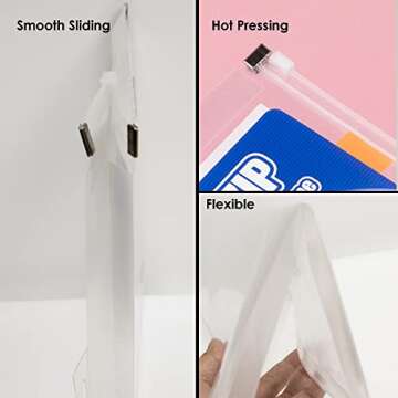 BAZIC Plastic Envelope Poly Envelopes, Letter Size Clear Folder Zip Closure, A4 Size File Folders, Documents Organizer, School Office Supplies, 4-Pack