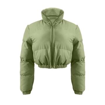 Stylish Angsuttc Women's Cropped Puffer Jacket for Winter