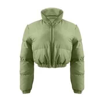 Stylish Angsuttc Women's Cropped Puffer Jacket for Winter