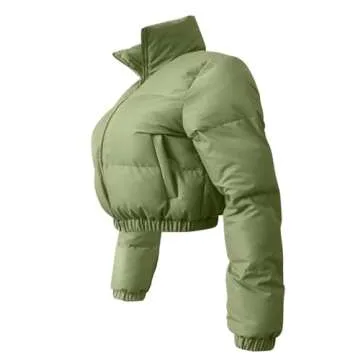 Stylish Angsuttc Women's Cropped Puffer Jacket for Winter