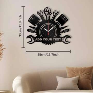 AIFLM Personalized Metal Auto Repair Mechanic Tools Wall Clock with LED Light, Custom Name Car Repair Tools Metal Wall Clock Neon Sign, Man Cave Garage Wall Sign Decor Gift for Father's Day Husband