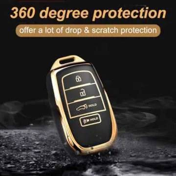 Compatible with Toyota Key Fob Cover with Keychain, for Crown Corolla Cross Grand Highlander Tundra Prius Venza Sequoia Land Cruiser Premium TPU Key Fob Case Remote Smart Car Key Holder（B-Ivory）