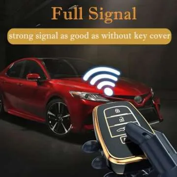 Compatible with Toyota Key Fob Cover with Keychain, for Crown Corolla Cross Grand Highlander Tundra Prius Venza Sequoia Land Cruiser Premium TPU Key Fob Case Remote Smart Car Key Holder（B-Ivory）