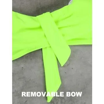 Blooming Jelly Womens High Waisted Bikini Set Tie Knot Two Piece Swimsuits Bathing Suits 2025 (Medium, Neon Green)