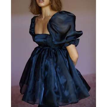 Y2K Vintage Puff Sleeve Mini Dress for Women