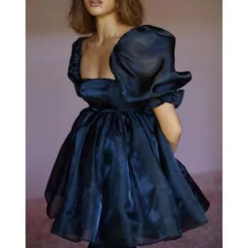 Y2K Vintage Puff Sleeve Mini Dress for Women