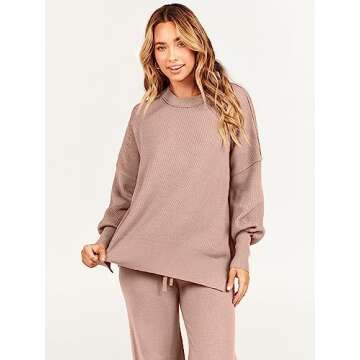 ANRABESS Women 2 Piece Oversized Sweater Set - Trendy Lounge Set