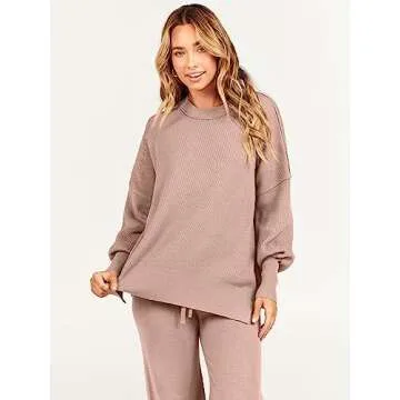 ANRABESS Women 2 Piece Oversized Sweater Set - Trendy Lounge Set