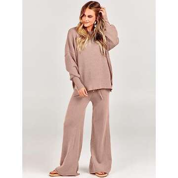 ANRABESS Women 2 Piece Oversized Sweater Set - Trendy Lounge Set