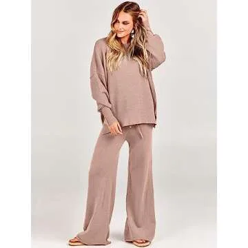 ANRABESS Women 2 Piece Oversized Sweater Set - Trendy Lounge Set
