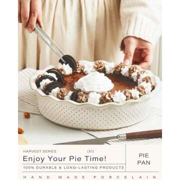 getstar Ceramic Pie Pan - Non-Stick Deep Dish Baking Dish for Farmhouse Style Cooking