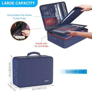 ENGPOW 5200℉ Fireproof File Organizer Bag with 13 Pocket Accordion File Folder,Document Organizer Box with Lock&Labels,Multi-Layer Portable Home Travel Safe Storage Box for Important Documents,Blue