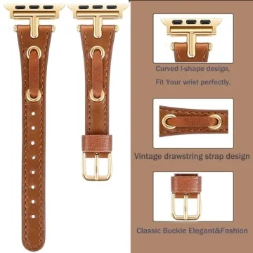 Jullstar Elegant Leather Slim Bands for Apple Watch