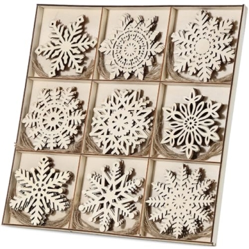 Wohohoho 45Pcs Wooden Snowflakes Ornaments for Christmas Crafts, Perfect for Creative Holiday Decor