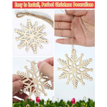 Wohohoho 45Pcs Wooden Snowflake Ornaments for Christmas