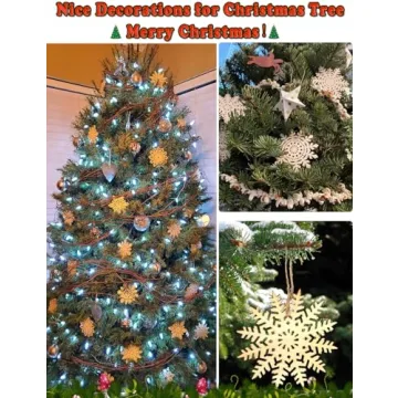 Wohohoho 45Pcs Wooden Snowflake Ornaments for Christmas