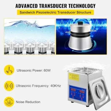 VEVOR 2L Digital Ultrasonic Parts Cleaner with Timer 40kHz Professional 304 Stainless Steel Ultrasonic Cleaning Machine 110V for Jewelry Watch Glasses Diamond Eyeglass Small Parts Cleaning