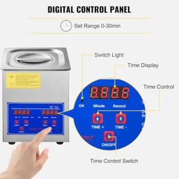 VEVOR 2L Digital Ultrasonic Parts Cleaner with Timer 40kHz Professional 304 Stainless Steel Ultrasonic Cleaning Machine 110V for Jewelry Watch Glasses Diamond Eyeglass Small Parts Cleaning