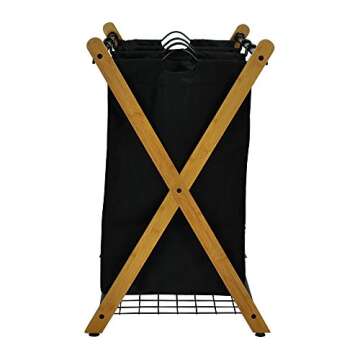 Oceanstar XBS1484 Bamboo 3-Bag Laundry Sorter Black, 29.75 in. H x 19.10 in. W x 27 in.