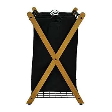 Oceanstar XBS1484 Bamboo 3-Bag Laundry Sorter Black, 29.75 in. H x 19.10 in. W x 27 in.