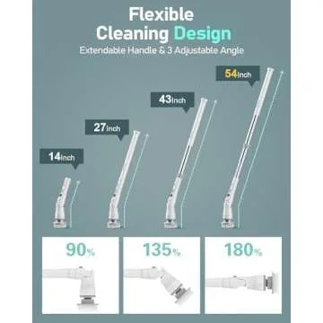 Saraily Electric Spin Scrubber, 80W Cordless Bathroom Shower Ergonomics Scrubber with 8 Cleaning Heads, 5000mah Dual Speed Power Scrubber with 54" Aluminum Alloy Handle for Bathtub, Grout, Tile, Floor