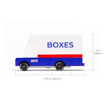 CANDYCAR® Wooden Diecast Collection - Boxes Mail Van, Premium Handcrafted Beech Wood Toy Car
