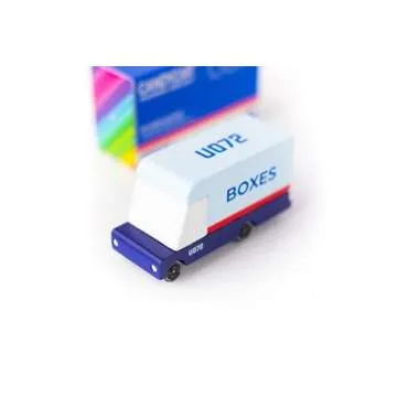 CANDYCAR® Wooden Diecast Collection - Boxes Mail Van, Premium Handcrafted Beech Wood Toy Car