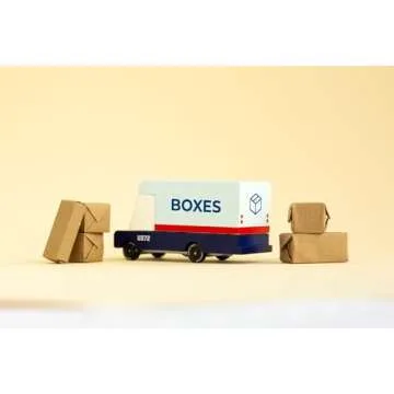 CANDYCAR® Wooden Diecast Collection - Boxes Mail Van, Premium Handcrafted Beech Wood Toy Car