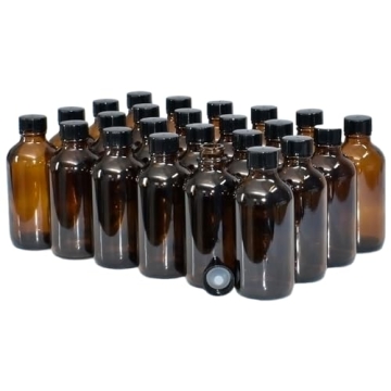 4 oz Amber Glass Bottles with Secure Caps - 24 Pack
