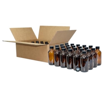 4 oz Amber Glass Bottles with Secure Caps - 24 Pack