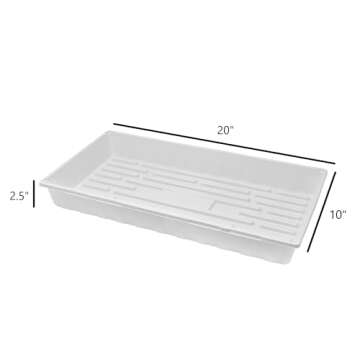 SUNPACK 10" x 20" Plastic Seed Starting Tray, White, 2.5" - No Drainage Holes, Perfect for Greenhouses or Indoor Gardening - Ideal for Seedlings and Cuttings