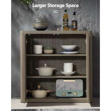 SICOTAS Buffet Cabinet with Storage Sideboard Accent Modern Credenza with Doors & Shelves Fluted 34.6" Tall Media Console Mid Century Coffee Bar Table for Living Room Kitchen Dining Room Hallway