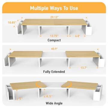 Dual Monitor Stand with Adjustable Drawer - Simple Houseware