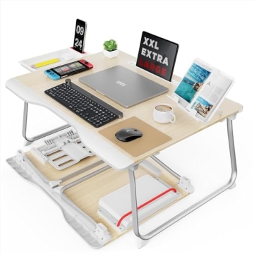 SAJI Folding Bed Desk for Laptop, Eating Breakfast, Writing, Gaming, Extra Large 25.6" x 19.3" Porta...
