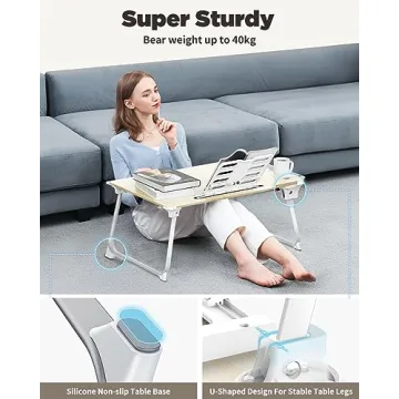 SAJI Extra Large Folding Bed Desk for Laptop & More