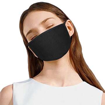 KISSBUTY 1 Pack Mouth Mask Teens Women Anti Dust Face Mask Cotton Mouth Mask, Black 3 Layers Cotton Face Mask for Cycling Camping Travel, Women or Teens 12 to 16 Years (1)