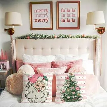 PANDICORN Christmas Pillow Covers Set of 4 Cute Seasonal Decor